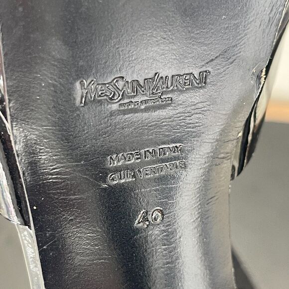 Yves Saint Laurent Heels Women 40 Black Patent Leather Platform Stiletto Italy‎ - Picture 15 of 16